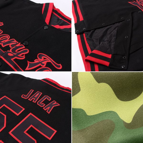 Custom Camo Gray-Black Bomber Full-Snap Varsity Letterman Salute To Service Jacket - Image 2