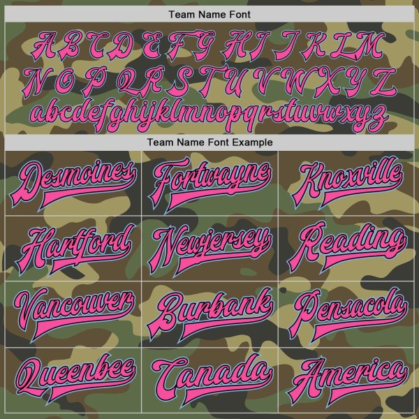 Custom Camo Light Blue Black-Pink Bomber Full-Snap Varsity Letterman Salute To Service Jacket - Image 4