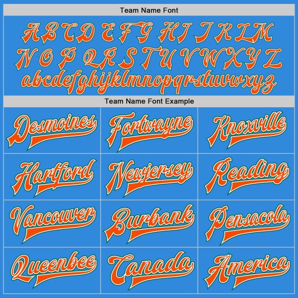 Custom Powder Blue Orange-Kelly Green Bomber Full-Snap Varsity Letterman Jacket - Image 4
