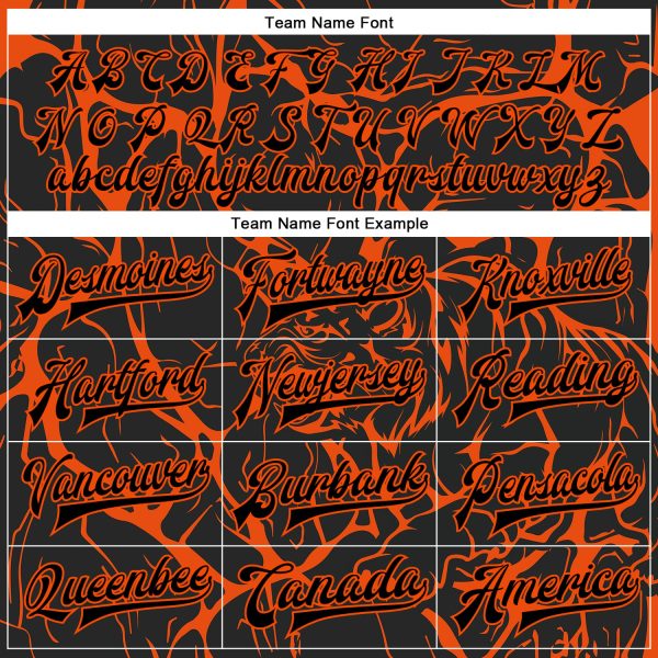 Custom Black Orange Abstract Network And Tiger 3D Pattern Design Bomber Full-Snap Varsity Letterman Jacket - Image 4