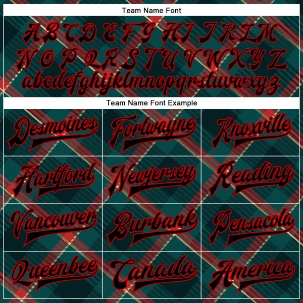 Custom Midnight Green Black-Red Check Board 3D Pattern Design Bomber Full-Snap Varsity Letterman Jacket - Image 6