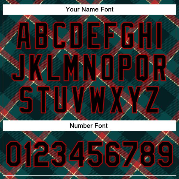 Custom Midnight Green Black-Red Check Board 3D Pattern Design Bomber Full-Snap Varsity Letterman Jacket - Image 7