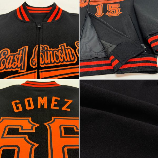 Custom Black Pink-Light Blue Bomber Varsity Letterman Zipper Jacket - Image 2
