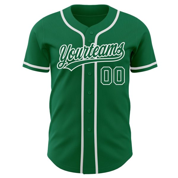 Custom Kelly Green Kelly Green-White Authentic Baseball Jersey - Image 2