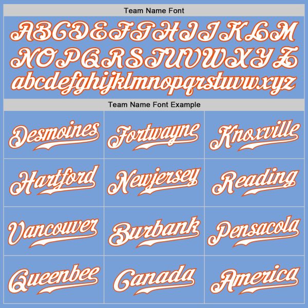 Custom Light Blue White-Orange Authentic Baseball Jersey - Image 4