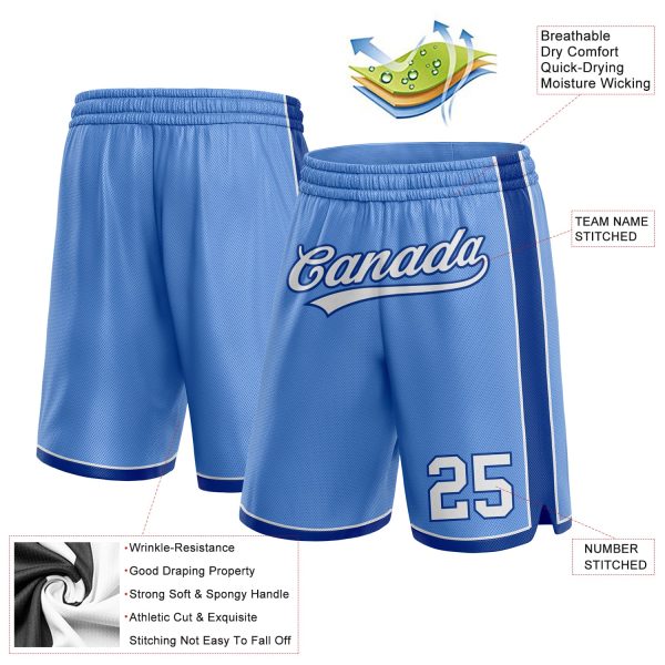 Custom Light Blue White-Royal Authentic Basketball Shorts - Image 2