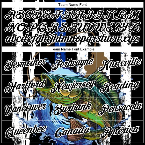 Custom Black White 3D American Flag And Fish Fishing Long Sleeve Performance T-Shirt - Image 3