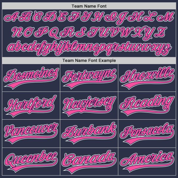 Custom Navy Pink-White Authentic Throwback Baseball Jersey - Image 4