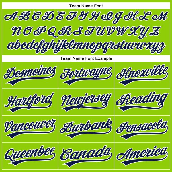 Custom Neon Green Navy Pinstripe White Authentic Baseball Jersey - Image 4