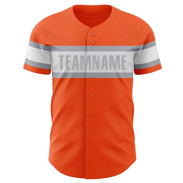Custom Orange White-Gray Authentic Baseball Jersey - Image 2