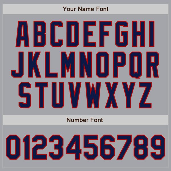 Custom Gray Navy-Red Authentic Raglan Sleeves Baseball Jersey - Image 5