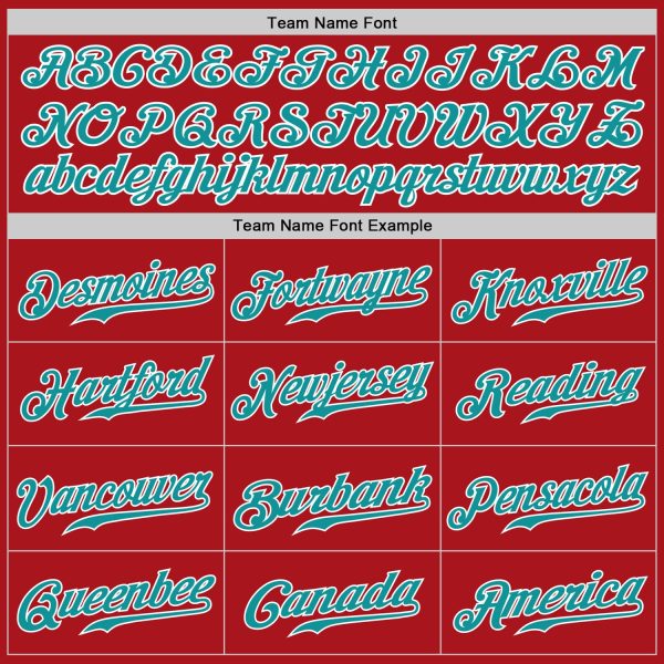 Custom Red Teal-White Authentic Baseball Jersey - Image 4
