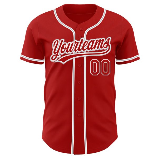 Custom Red Red-Gray Authentic Baseball Jersey - Image 2