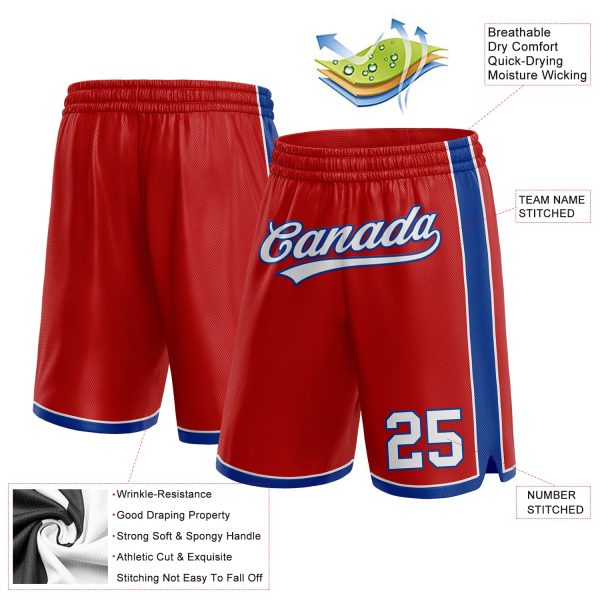 Custom Red White-Royal Authentic Basketball Shorts - Image 2