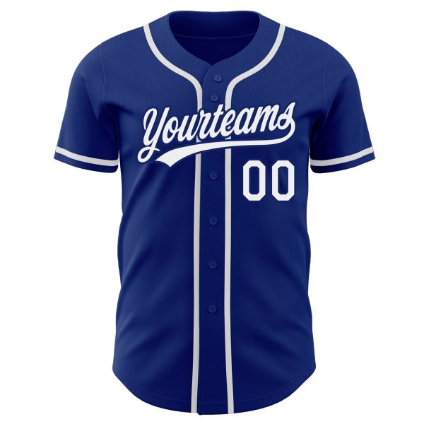 Custom Royal White Authentic Baseball Jersey - Image 2