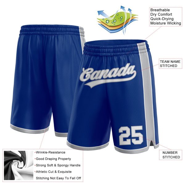 Custom Royal White-Gray Authentic Basketball Shorts - Image 2