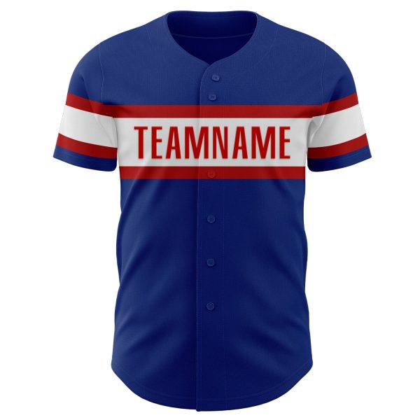Custom Royal White-Red Authentic Baseball Jersey - Image 2