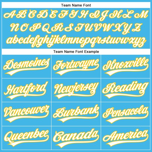 Custom Sky Blue White-Yellow Authentic Baseball Jersey - Image 4