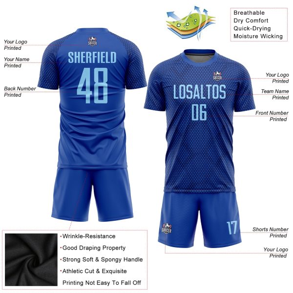 Custom Royal Light Blue Sublimation Soccer Uniform Jersey - Image 5