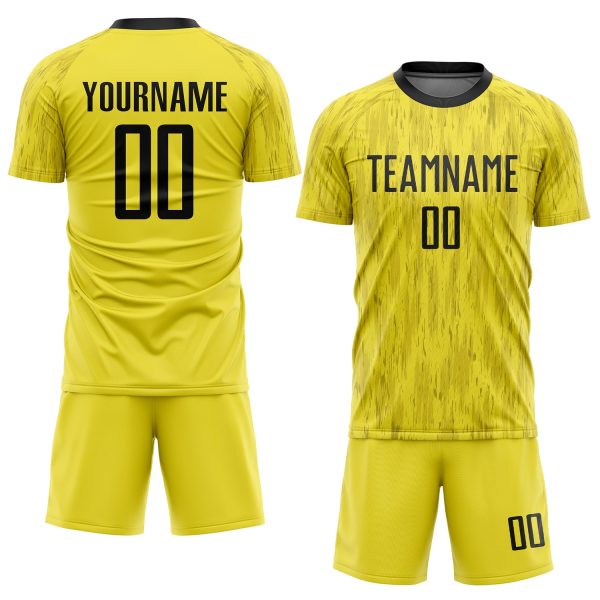 Custom Gold Black Sublimation Soccer Uniform Jersey - Image 2