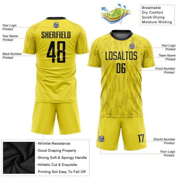 Custom Gold Black Sublimation Soccer Uniform Jersey - Image 3