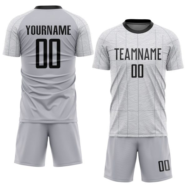 Custom Gray Black-White Sublimation Soccer Uniform Jersey - Image 2