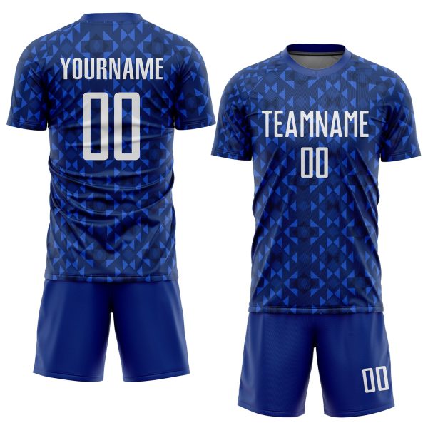 Custom Royal White Sublimation Soccer Uniform Jersey - Image 2