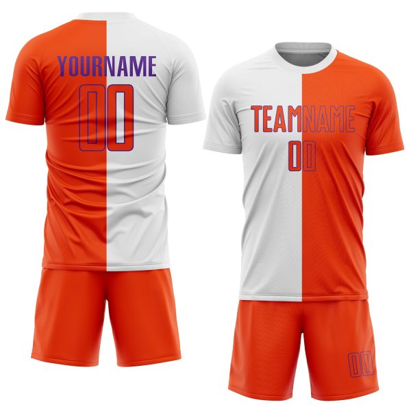 Custom White Orange-Purple Sublimation Split Fashion Soccer Uniform Jersey - Image 2