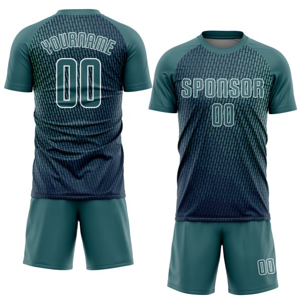 Custom Teal White Sublimation Soccer Uniform Jersey - Image 2