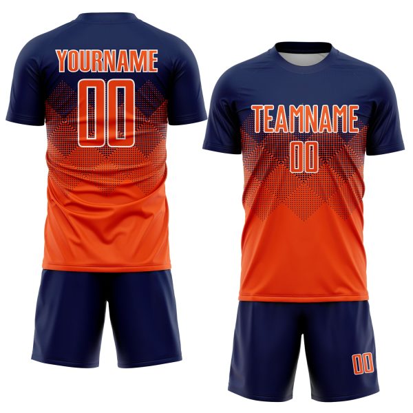 Custom Navy Orange-White Sublimation Soccer Uniform Jersey - Image 2