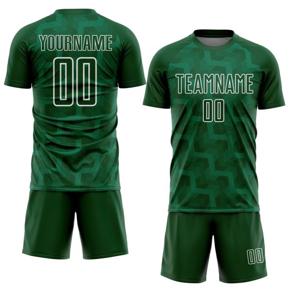Custom Green White Lines Sublimation Soccer Uniform Jersey - Image 2
