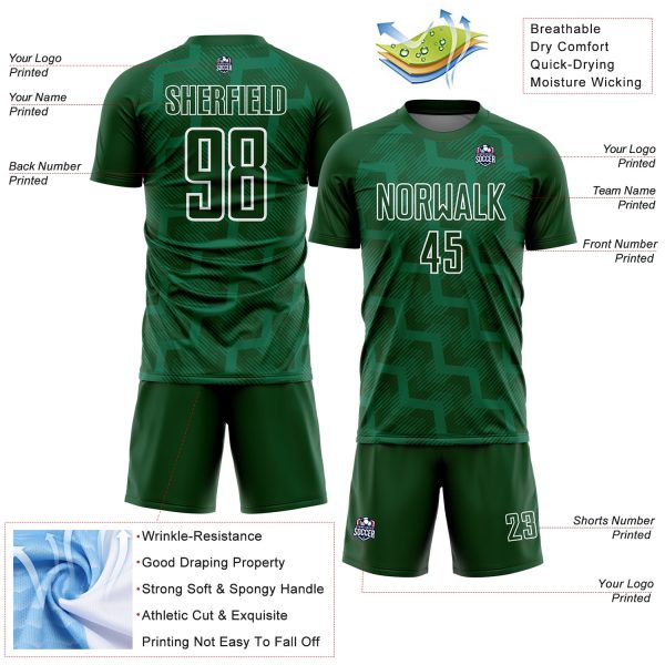 Custom Green White Lines Sublimation Soccer Uniform Jersey - Image 4