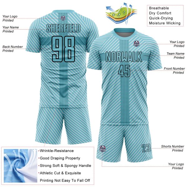 Custom Panther Blue Black Geometric Shapes Sublimation Soccer Uniform Jersey - Image 4