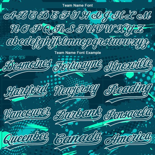 Custom Green Midnight Green-Teal 3D Pattern Two-Button Unisex Softball Jersey - Image 4