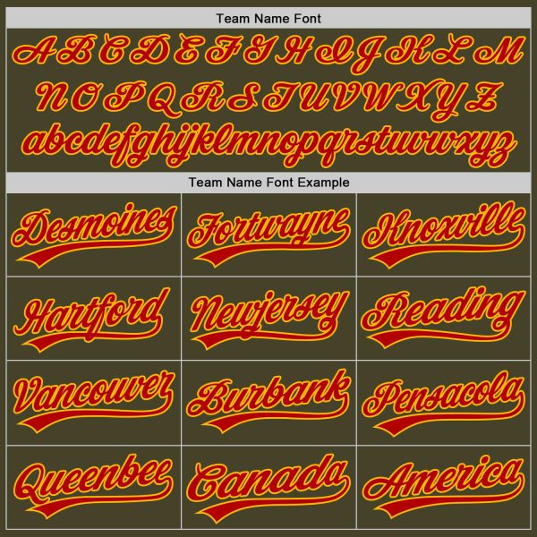 Custom Olive Red-Gold Salute To Service Two-Button Unisex Softball Jersey - Image 4