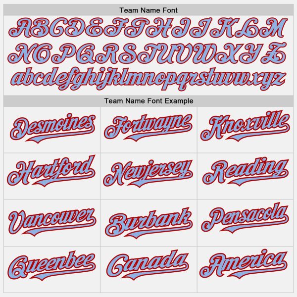Custom White Red Pinstripe Light Blue Two-Button Unisex Softball Jersey - Image 4