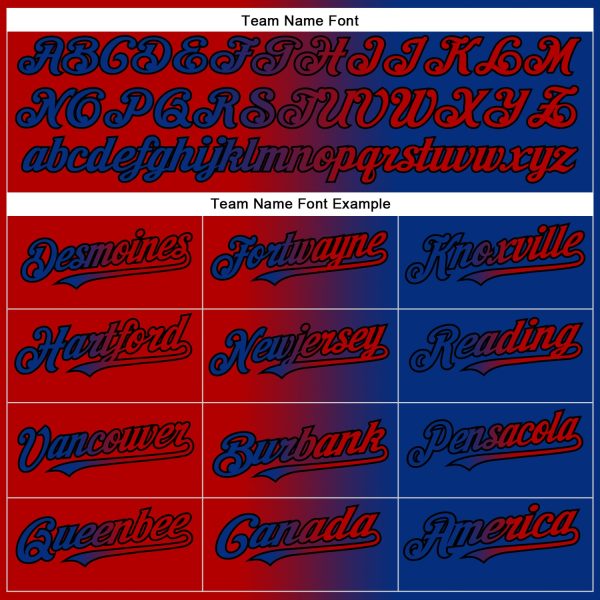 Custom Royal Red-Black Gradient Fashion Two-Button Unisex Softball Jersey - Image 4