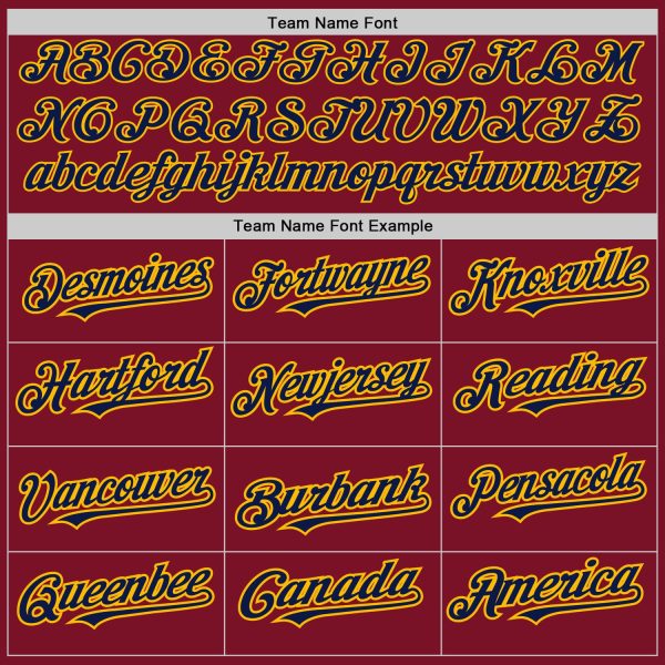 Custom Crimson Gold-Navy Pinstripe Authentic Split Fashion Baseball Jersey - Image 4
