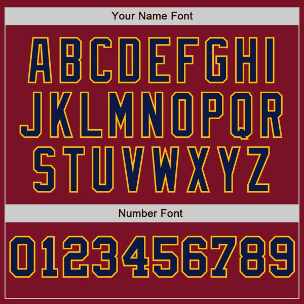 Custom Crimson Gold-Navy Pinstripe Authentic Split Fashion Baseball Jersey - Image 5