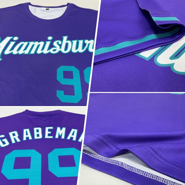 Custom Purple Teal-White Performance T-Shirt - Image 2