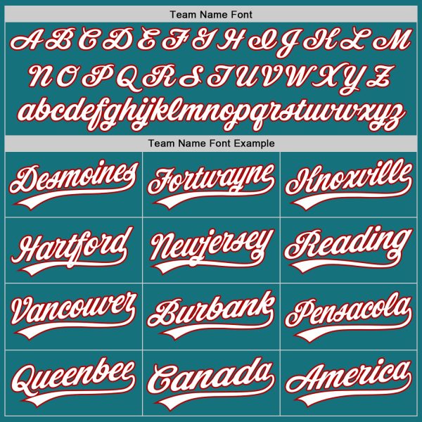 Custom Teal White-Red Authentic Baseball Jersey - Image 4