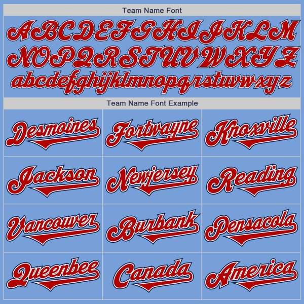 Custom Light Blue Red-Navy Authentic Two Tone Baseball Jersey - Image 4