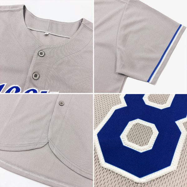 Custom Gray Black-City Cream Authentic Baseball Jersey - Image 6