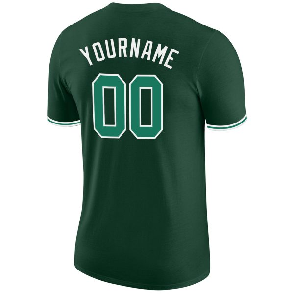 Custom Green Kelly Green-White Performance T-Shirt - Image 6