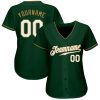 Custom Green White-Old Gold Authentic Baseball Jersey - Image 2