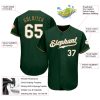 Custom Green White-Old Gold Authentic Baseball Jersey - Image 3