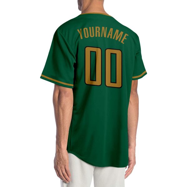 Custom Kelly Green Old Gold-Black Authentic Baseball Jersey - Image 2