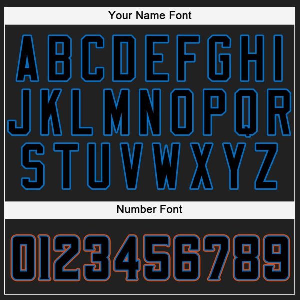 Custom Black Powder Blue-Orange Baseball Jersey - Image 4