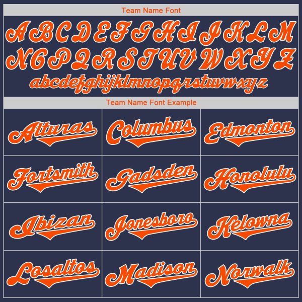 Custom Navy Orange-White Authentic Baseball Jersey - Image 5