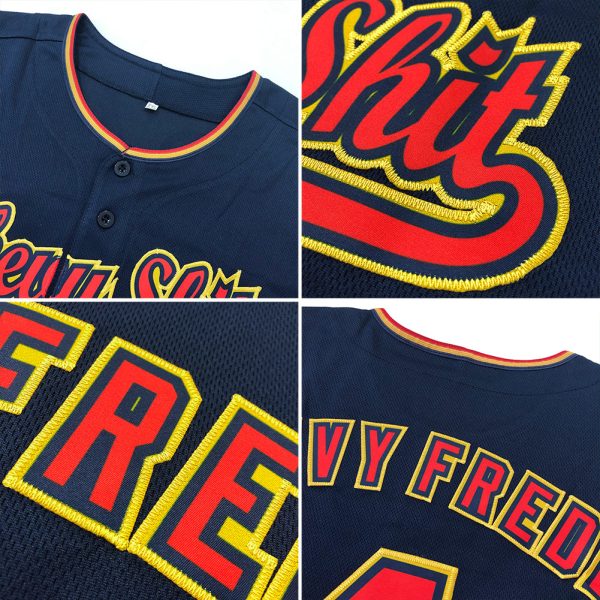 Custom Navy Orange-White Authentic Baseball Jersey - Image 6